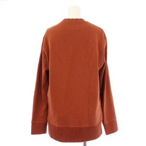 RAF SIMONS トレーナー スウェット 長袖 クルーネック ストレッチ ロゴ 刺繍 ワンポイント 36 茶 ブラウン /BB