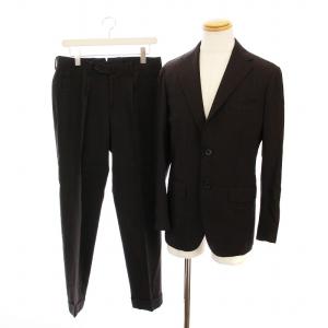 シングルスーツ セットアップ 上下 グレンチェック テーラードジャケット パンツ 46 茶 黒 /YM