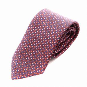 CRAVATE TWILL レギュラータイ ネクタイ 総柄 シルク 絹 赤 レッド 紺 ネイビー /AN16