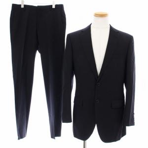 シングルスーツ セットアップ 上下 テーラードジャケット パンツ ジップフライ ウール 38 A6 黒