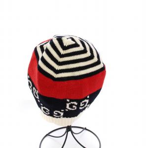 GUCCI ニットキャップ 帽子 GG柄 ニット帽 ワッチキャップ M 58 22cm 赤 白 ネイビー /YM