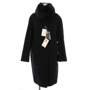 コート ロング フォックスファー ウール カシミヤ 38 黒 /BM