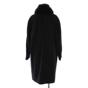 BARNEYS NEW YORK コート ロング フォックスファー ウール カシミヤ 38 黒 /BM