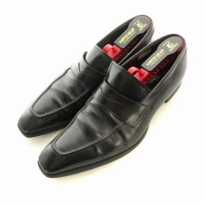 タッセルローファー JR02 ハーフサドル レザー 25.5 黒 ブラック