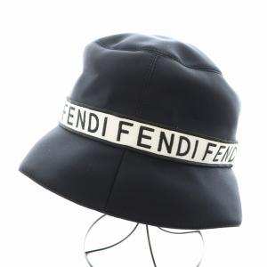 FENDI バケットハット 帽子 ロゴ M 黒 ブラック FXQ801 /AN14 OH