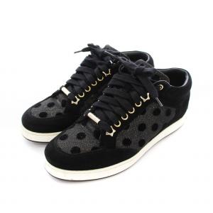 JIMMY CHOO スニーカー ローカット シューズ ドット ラメ 35 黒 /YM