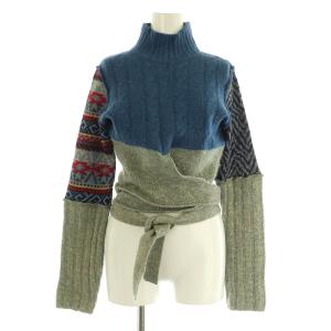 Maglie ニット セーター 長袖 ハイネック 柄 変形 42 ブルー グレー /MY OS