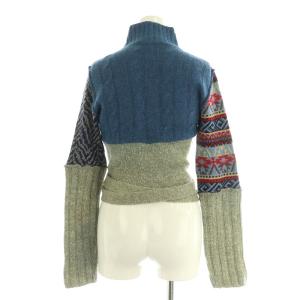DOLCE&GABBANA Maglie ニット セーター 長袖 ハイネック 柄 変形 42 ブルー グレー /MY OS