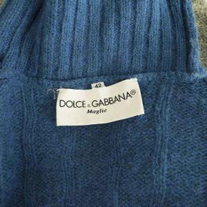 DOLCE&GABBANA Maglie ニット セーター 長袖 ハイネック 柄 変形 42 ブルー グレー /MY OS