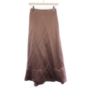 フレアスカート マキシ ロング サテン シルク 麻 リネン混 36 ピンク /BB