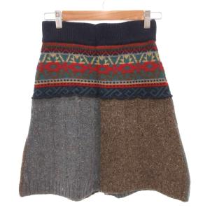 DOLCE&GABBANA ニットスカート ウール イージー ショート 44 マルチカラー 総柄 切替 /FF