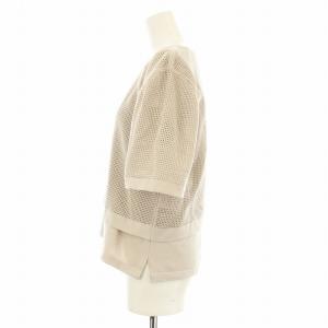 MORABITO アンサンブルニット メッシュ バックジップ 五分袖 カットソー ノースリーブ 38 グレージュ 2131-51427