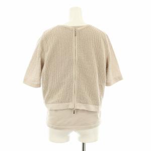 MORABITO アンサンブルニット メッシュ バックジップ 五分袖 カットソー ノースリーブ 38 グレージュ 2131-51427