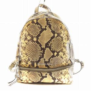 リュックサック デイバッグ パイソン型押し レザー ベージュ /AN6
