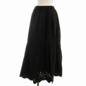 エンブロイダリーレーススカート フレア ロング スカラップ 36 黒 ブラック 23060200505520