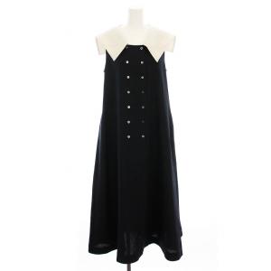 any マリン Aライン セーラーカラー ワンピース ロング ノースリーブ F 紺 724-52-0075