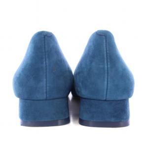 TORY BURCH パンプス ラウンドトゥ ローヒール スエード ロゴ 装飾 5M 青 ブルー /BB