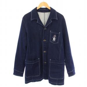 LUPO DI MARE カバーオールジャケット アウター ミドル丈 シングル ストレッチ 刺繍 L インディゴ