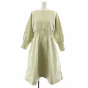 21AW スカラップニットワンピース ロング丈 長袖 36 ライトグリーン CWNO214075 /AN48