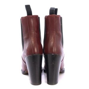 CELINE フィービー期 サイドゴアブーツ ショートブーツ ラウンドトゥ チャンキーヒール レザー 切替 38 茶