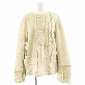 PATCHWORK CABLE ニット セーター 長袖 ウール F アイボリー SAU31 RK602