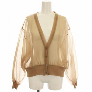 メッシュ シースルー カーディガン 21191365103 ニット 長袖 F ベージュ /G