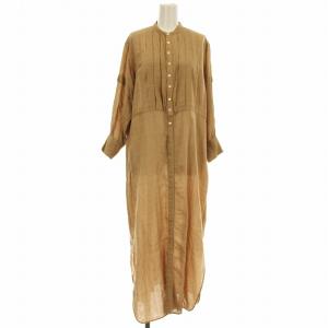 RUE ONEPIECE AW18-A2 シルク混 シャツワンピース ロング 長袖 S ベージュ /G
