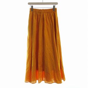 23SS リネン混ギャザーフレアスカート マキシ ロング 36 オレンジ 23060200404010