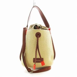 2WY ツイルレザートリム スモールバゲット バッグ ショルダーバッグ ハンドバッグ ベージュ /EE