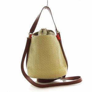 PAUL SMITH 2WY ツイルレザートリム スモールバゲット バッグ ショルダーバッグ ハンドバッグ ベージュ /EE