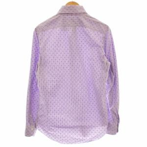 Finamore シャツ ストライプ 小花柄 長袖 15.5/39 紫 パープル /G