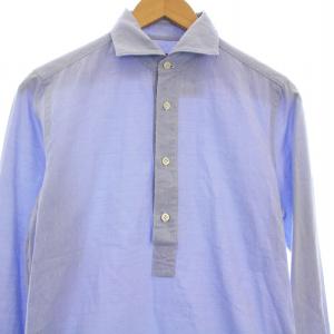 Finamore プルオーバー シャツ 長袖 15/38 水色 ライトブルー /G