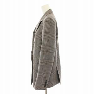 UNITED ARROWS W 6B ブレザー テーラードジャケット ダブル グレンチェック柄 38 茶 ブラウン 紺 ネイビー 1522-144-2888