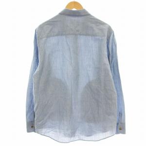 Papas リネン混 シャツ DO451FJMO16 長袖 コットン 麻 M 水色 ライトブルー /G