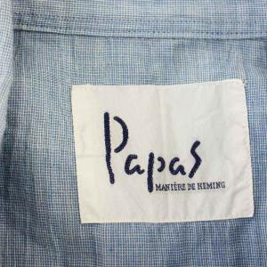 Papas リネン混 シャツ DO451FJMO16 長袖 コットン 麻 M 水色 ライトブルー /G