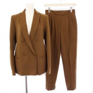 LEISURE レジャー スーツ セットアップ テーラードジャケット スラックス パンツ XS S 茶