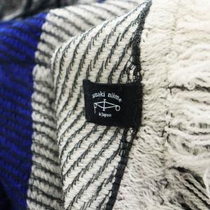 tamaki niime ストール フリンジ ウール 白 ホワイト 黒 ブラック 青 ブルー /AN2