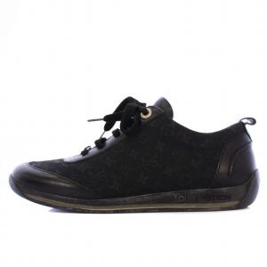 スニーカー モノグラム キャンバス レザー 36.5 ブラック