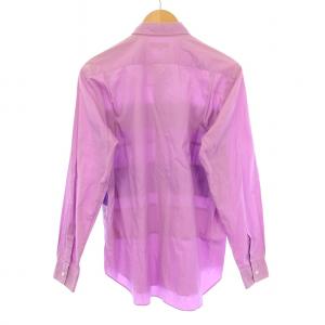 COMME des GARCONS HOMME カジュアルシャツ 長袖 レギュラーカラー 切替 ストライプ柄 千鳥格子柄 総柄 S ピンク 紫 パープル