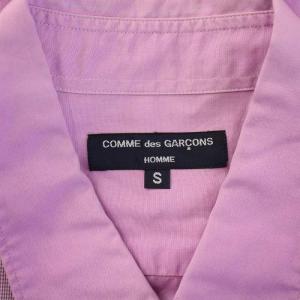 COMME des GARCONS HOMME カジュアルシャツ 長袖 レギュラーカラー 切替 ストライプ柄 千鳥格子柄 総柄 S ピンク 紫 パープル