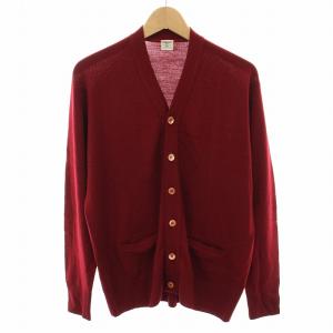 ニットカーディガン Vネック 長袖 バードマークタグ 復刻 M 赤 レッド /YT