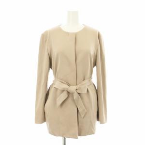 20SS VISCOSE POMTE LIAN ノーカラージャケット ミドル丈 ストレッチ ベルト付き