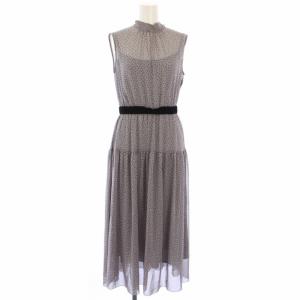 シフォンドット ティアードワンピース ロング ノースリーブ 36 紫 10227-14-540-91-360