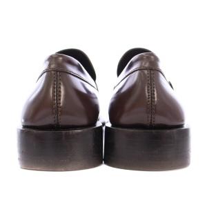 GUCCI ローファー スクエアトゥ ローヒール レザー ロゴプレート 42 茶 ブラウン /BB