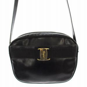 ヴァラ ショルダーバッグ レザー 黒 ブラック /G