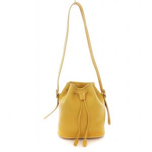 巾着 ショルダーバッグ 9952 ヌバックレザー 黄色 マスタード /G