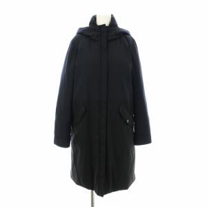 ダウンコート ロング フード バイカラー ウール 42 紺 ネイビー  黒 ブラック CMPSKS0990