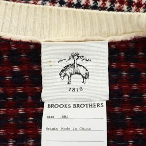 Brooks Brothers カーディガン チェック柄 ウール BB1 白 ホワイト 赤 レッド 黒 ブラック /AN44
