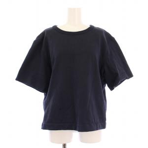 カットソー スウェット 半袖 クルーネック リボン 無地 ストレッチ M 紺 ネイビー /BB