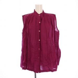 KENZO セットアップ 上下 ブラウス シャツ ノースリーブ パンツ ジップフライ リネン M 紫 /BM